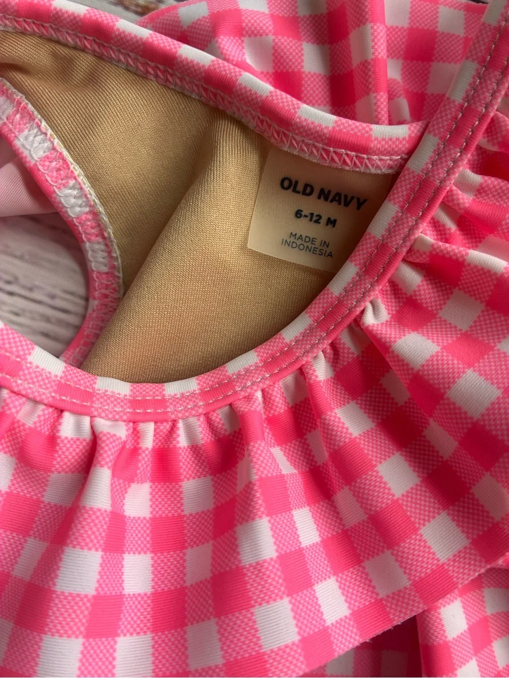 Old Navy Pink Gingham Ruffle One-Piece